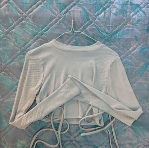 Cropped tie up long sleeve top